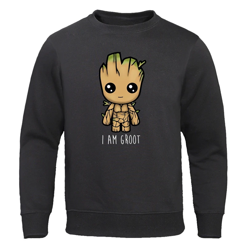 Новинка осени, толстовки с капюшоном I Am groot, мужские повседневные Модные свитшоты, уличная одежда в стиле хип-хоп, пуловеры harajuku, топы с милым принтом Groot - Цвет: black 6