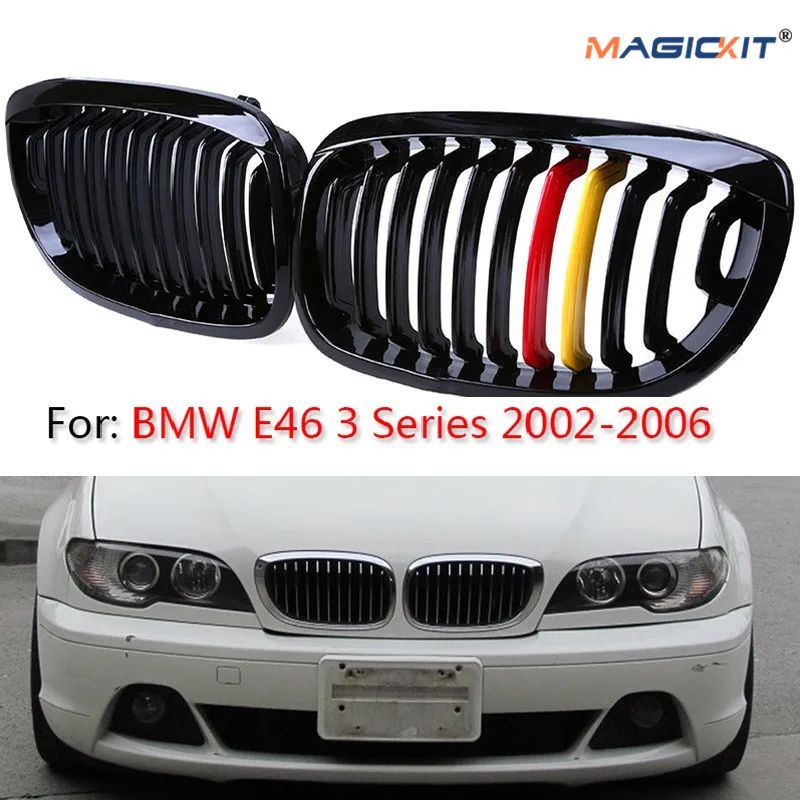 Блестящая черная M Color красная Передняя Центральная решетка для BMW 3 серии E46 LCI 2Dr 03