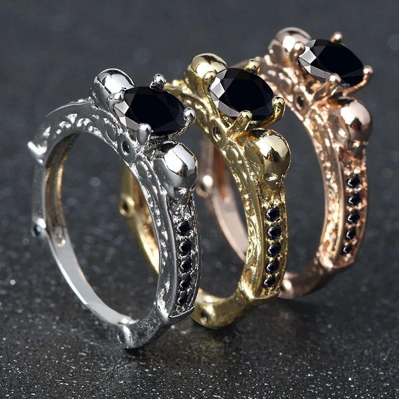 Европейский хит продаж розовое золото/Свадьба Ретро готический панк череп