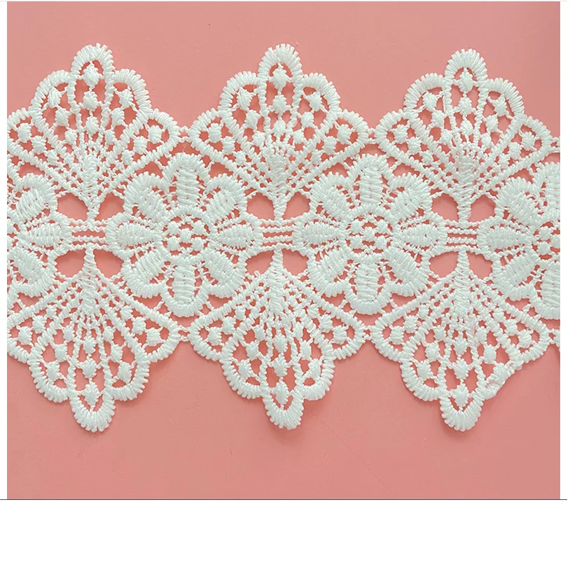 3 ярда молочный шелк Водорастворимая кружевная ткань полый белый двусторонний