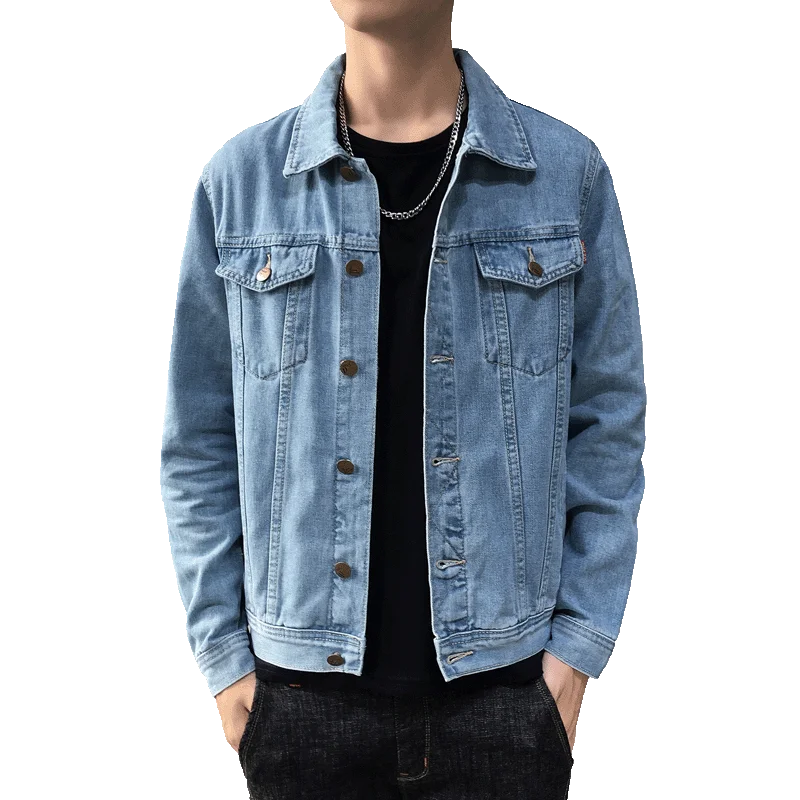 

Jacket Men Fashion Denim Jacket Men Casual New Fashion Products Slim Fit Comfortable Stand Collar Blue Cardigan Windbreaker Coat