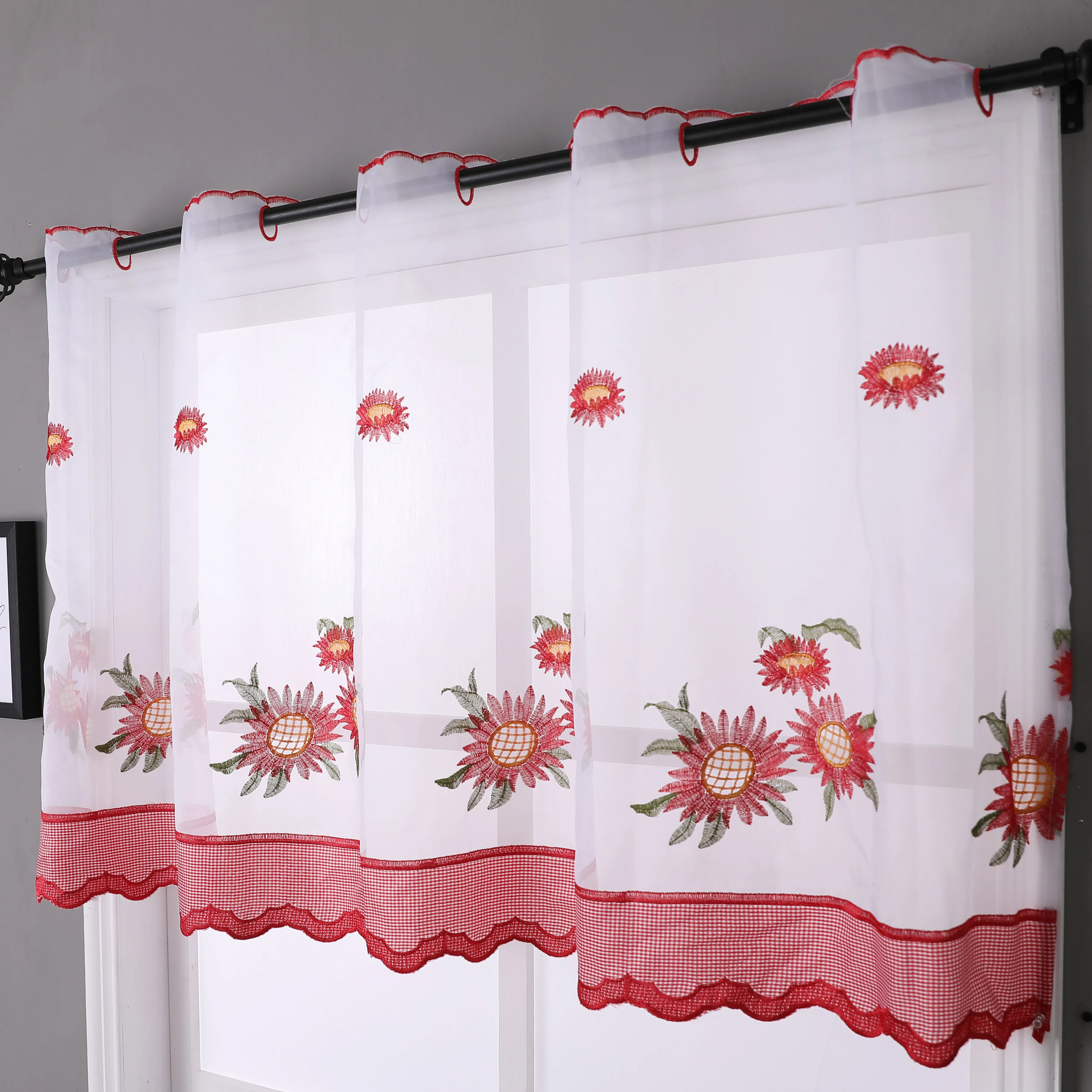 TONGDI занавески для кухни прозрачные яруса фруктов кафе тюль красивая вышивка окна