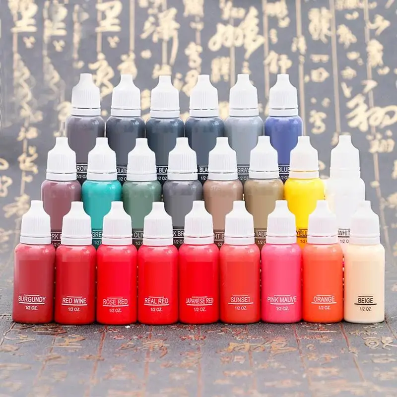 

23 Colors Semi Permanent Microblading Liquid Pigment For Non-toxic Embroidery Eyebrow Eyeliner Lip Tattoo Makeup Ink Wholesale