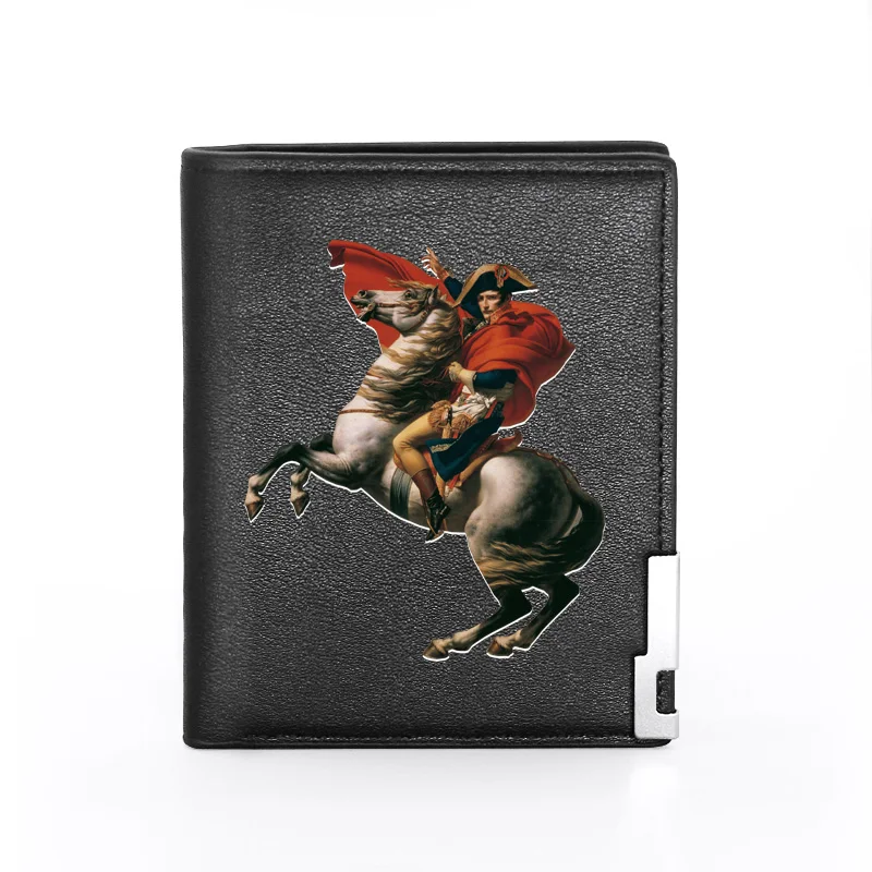 

High Quality Luxury Napoleon Theme Printing Leather Wallet Credit Card Holder Short Male Slim Purse For Men