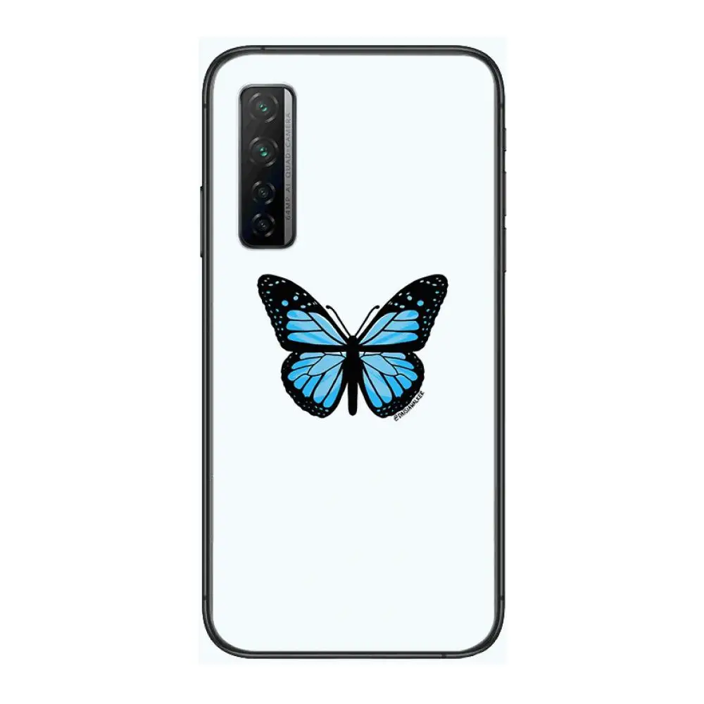 

Butterflies and flowers Phone Case For Huawei Nova 2 3 4 5 6 7 8 SE i E Pro Lite Black Etui Coque Painting Hoesjes comic fashio