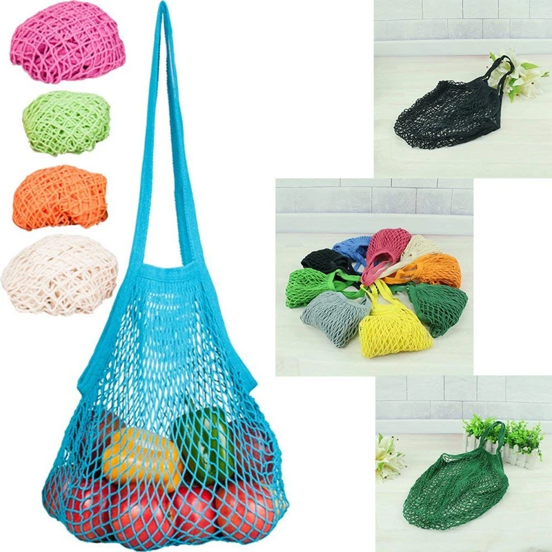 4 Pack Reusable Mesh Cotton Net Market String Bag Organizer (Multipurpose Portable Shopping Tote Handbag) for Grocery | Дом и сад