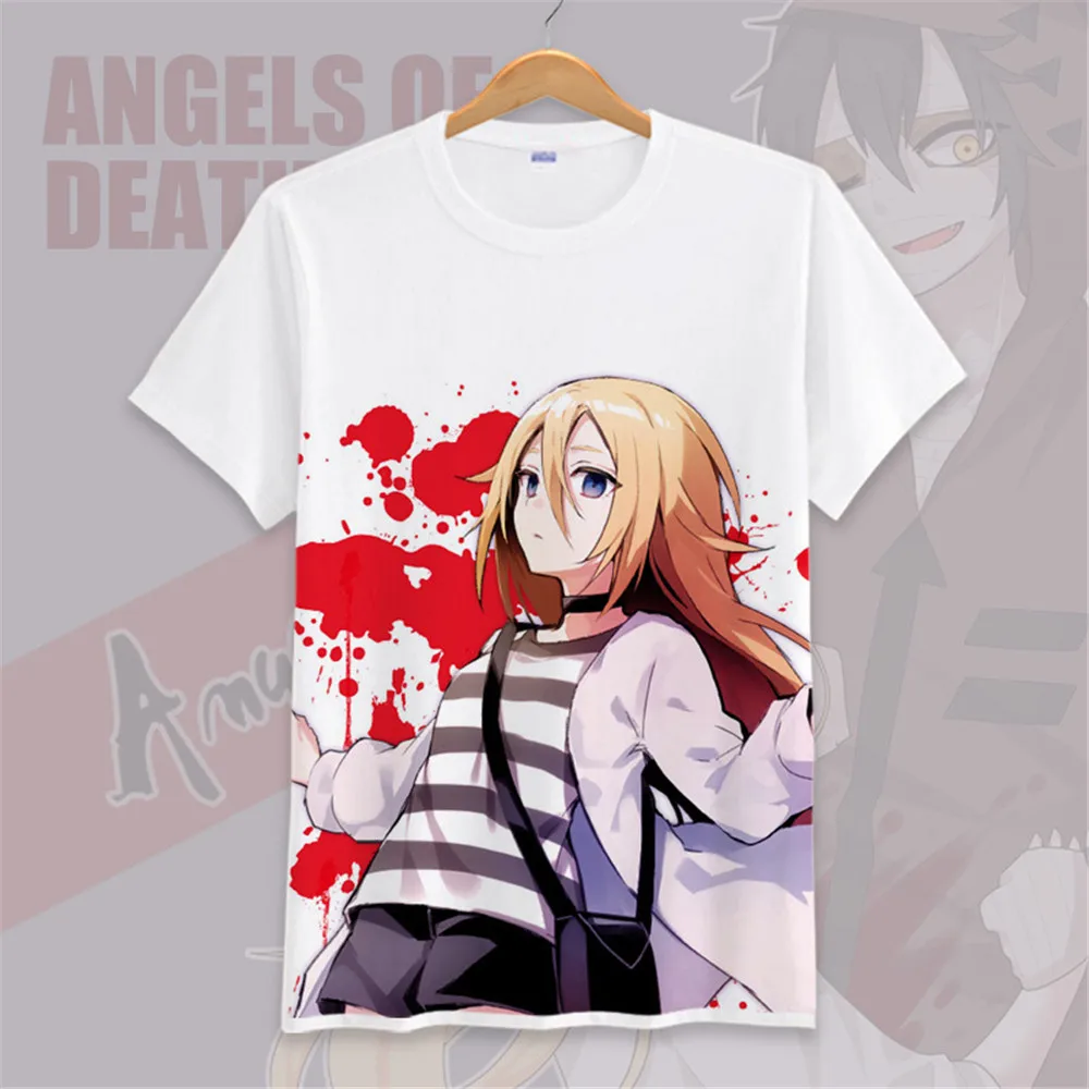 Летняя футболка аниме японские ангелы смерти короткий рукав круглый вырез