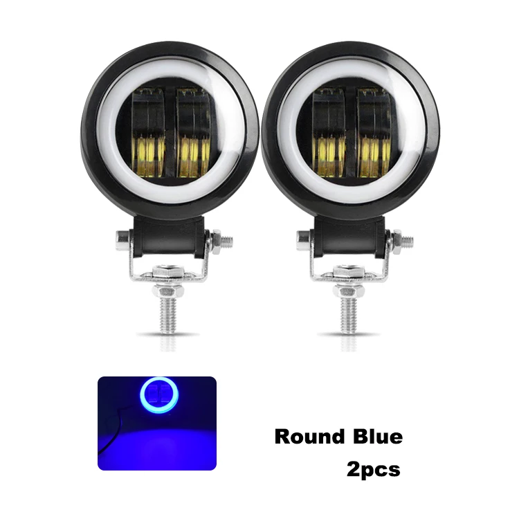2pcs round blue Nlpearl 3 дюйма Круглый СВЕТОДИОДНЫЙ противотуманные фары для авто 4 × 4 SUV 20 Вт Автомобильный свет с светодиодный ангельские глазки для внедорожника грузовика трактора точечный луч 9-32 в - Цвет: 2pcs round blue
