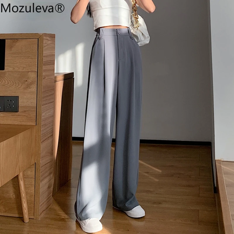 Брюки женские весенне-осенние эластичные с высокой талией свободные однотонные