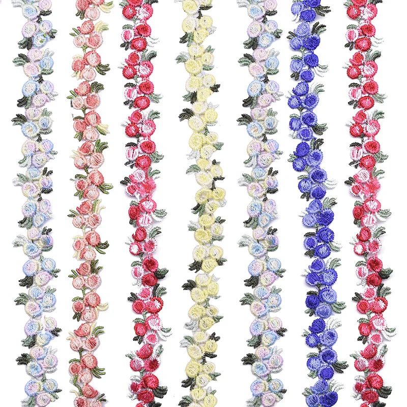Цветная лента с вышитыми цветами 2 ярда в рулоне кружевной отделкой аксессуары