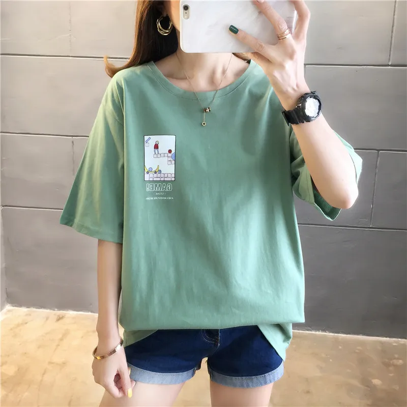 

Super fire cec short-sleeved loose white women's T-shirt female 2021 summer new net red t-shirt clothes ins tide