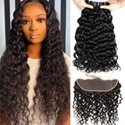 Пряди с фронтальной Красной мокрой и волнистыми пучками, пучки с 13X4 от уха до уха, фронтальные бразильские пучки волос с застежкой