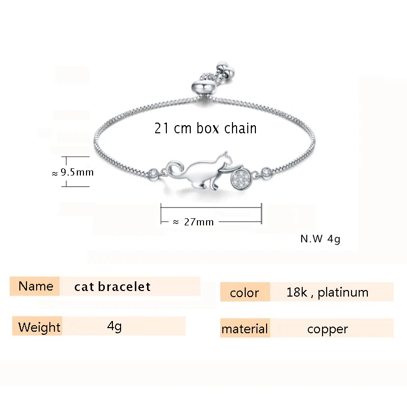 

Trendy Cubic Zirconia crystal Cat and Ball charm Bracelets for Women Fashion korean Jewelry gift pulseras mujer moda 2020