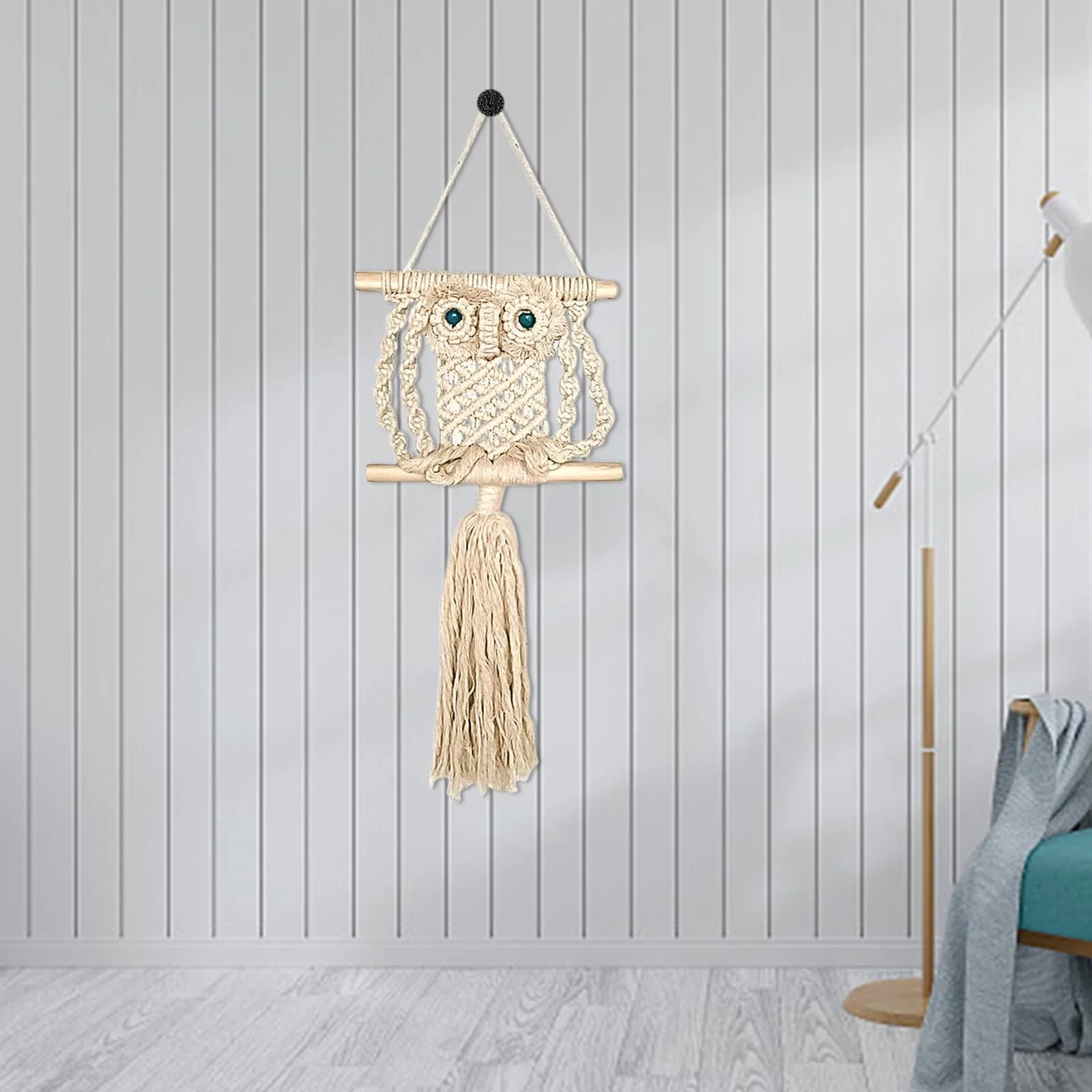 

Home Bedroom Tapestry Decorative Gift New Pendant Hand-woven Owl Primary Color Cotton Rope Home Wall Hanging Decorations
