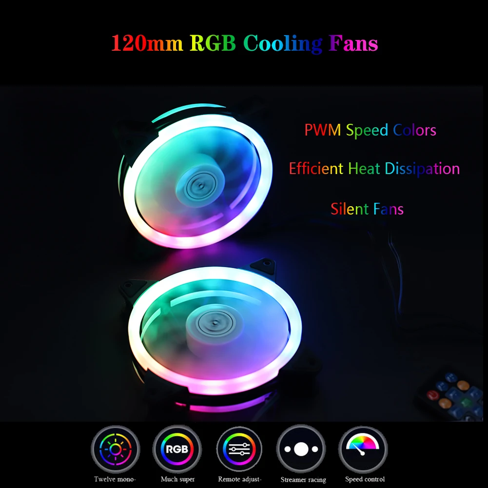120 мм охлаждающий вентилятор компьютера ПК RGB чехол вентиляторы кулера