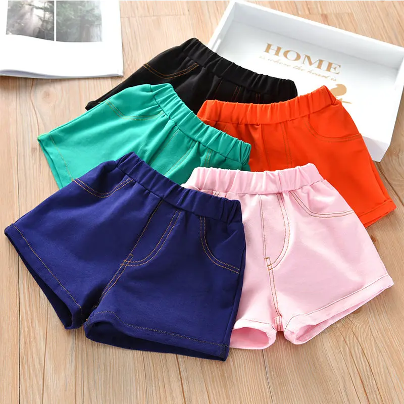 Новинка Лето 2020 Детские хлопковые джинсовые штаны ярких цветов для маленьких