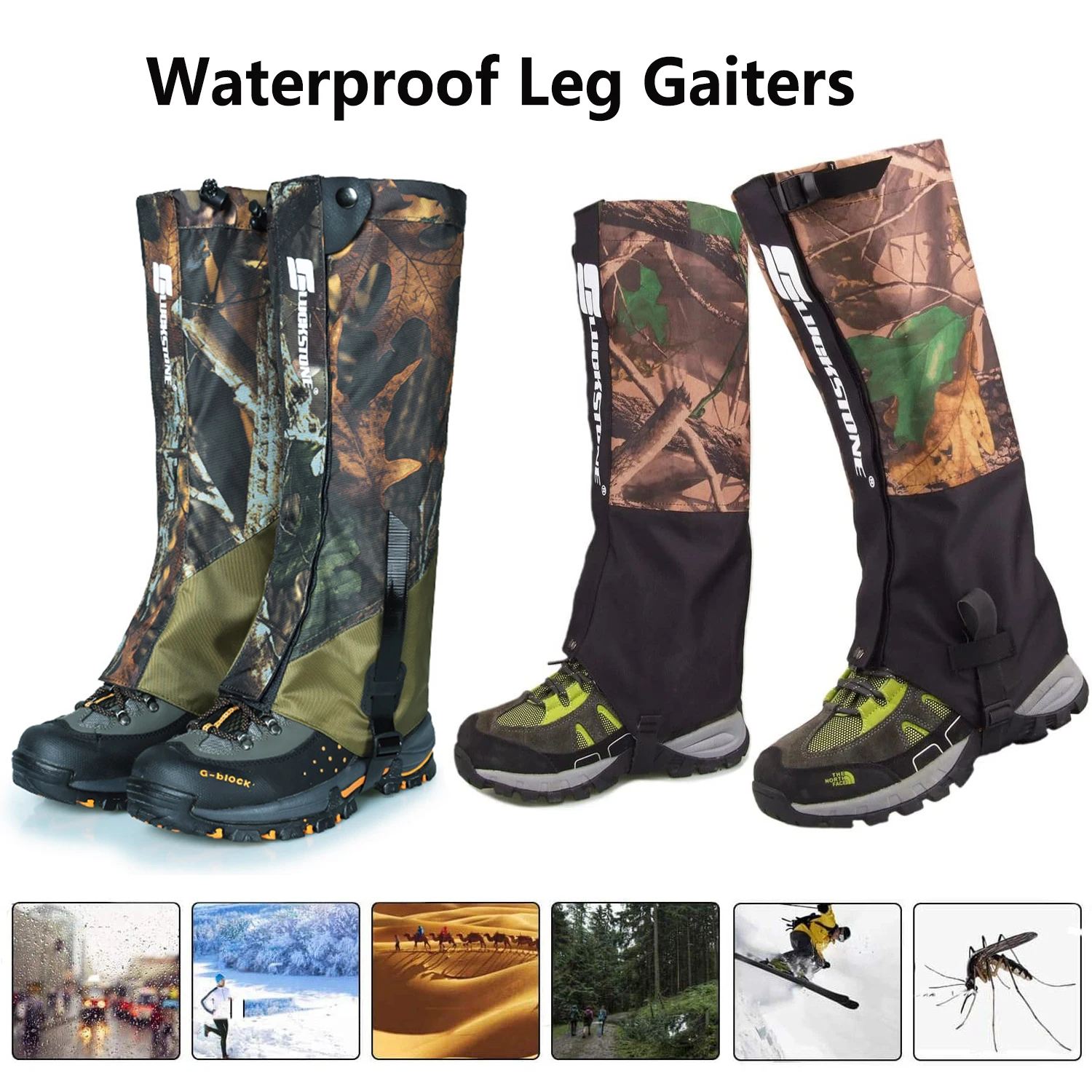 Waterproof Snow Leg Gaiters Hiking Boot Shoes Legging Gaiters Warmer Cover for Camping Trekking Climbing Hunting Snowshoeing