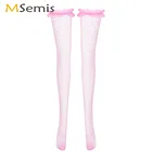 Чулки женские прозрачные сетчатые выше колен, пикантные Ажурные Гольфы в сеточку, прозрачные шелковые чулки для переодевания, нижнее белье