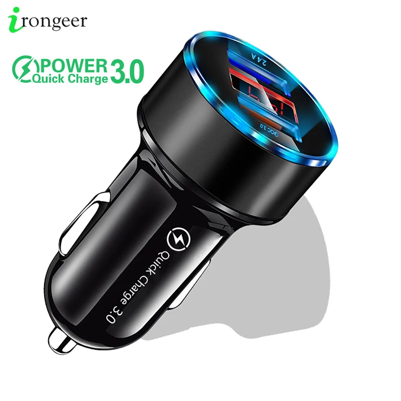 Quick Charge 3.0 2.0 Dual USB Car Charger For iPhone XR 7 Samsung QC Phone Adapter LED Car-Charger Xiaomi Huawei | Мобильные