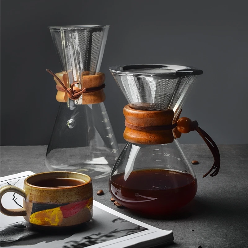 

Glass Coffee Pot Handmade Coffee Appliance Set Paper Cone Coffee Filter Cup Storage Container Ferramentas Coffee Makers BW50KF