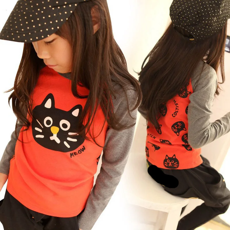 Футболка для девочек Детская одежда Сезон весна осень Детские футболки