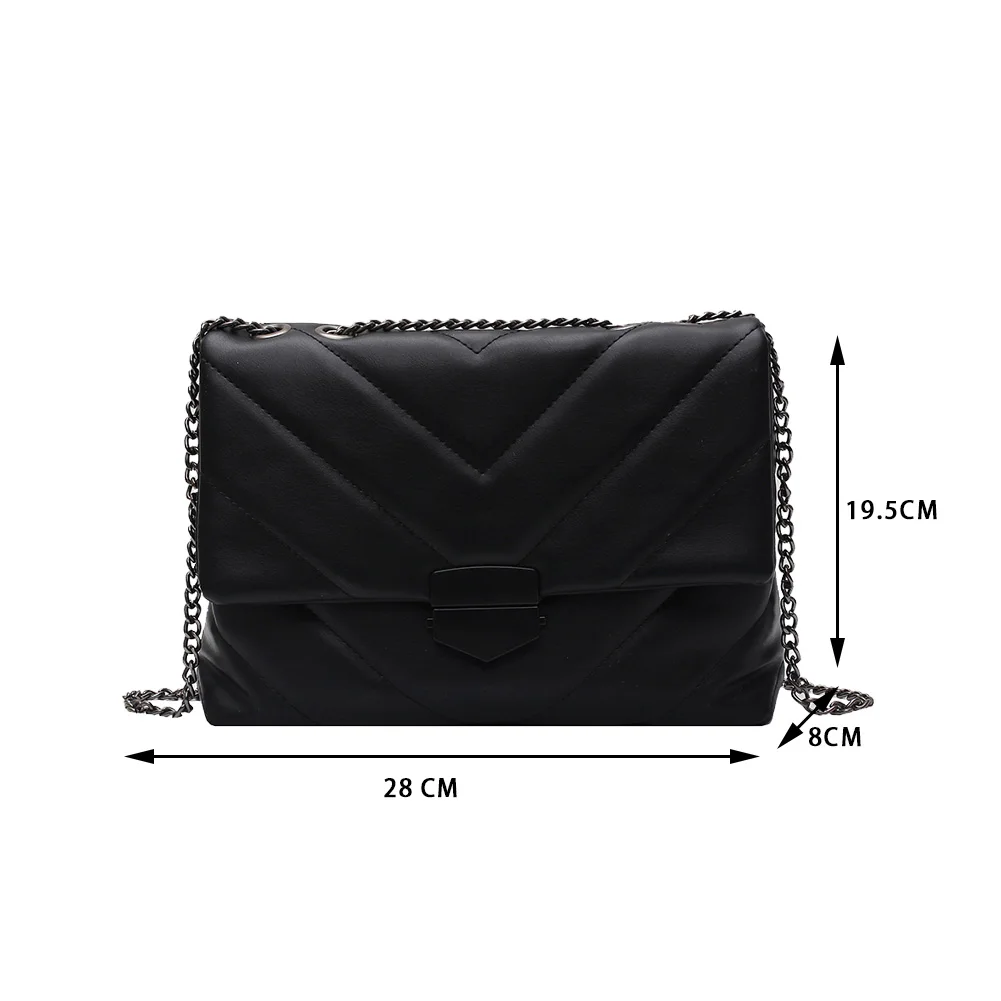 

Simple Lattice Pattern Messenger Handbags Fashion Women PU Leather Top-Handle Bag Elegant Lady Big Capacity Chain Shoulder Totes