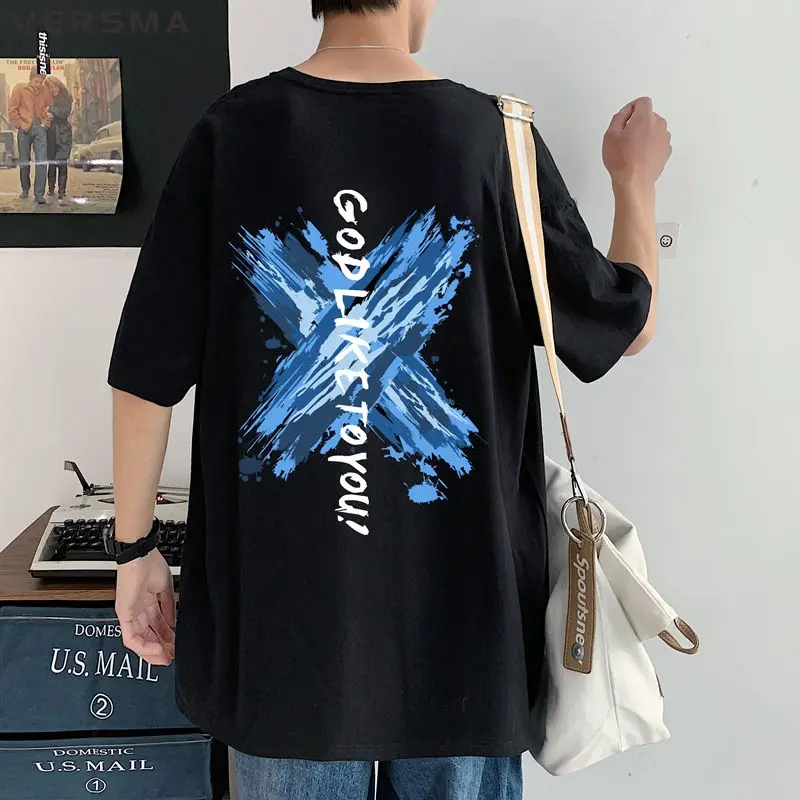 

VERSMA в японском стиле Харадзюку на шикарные брюки с принтом в виде граффити футболки Для мужчин Для женщин Для мужчин хип-хоп Уличная коротки...