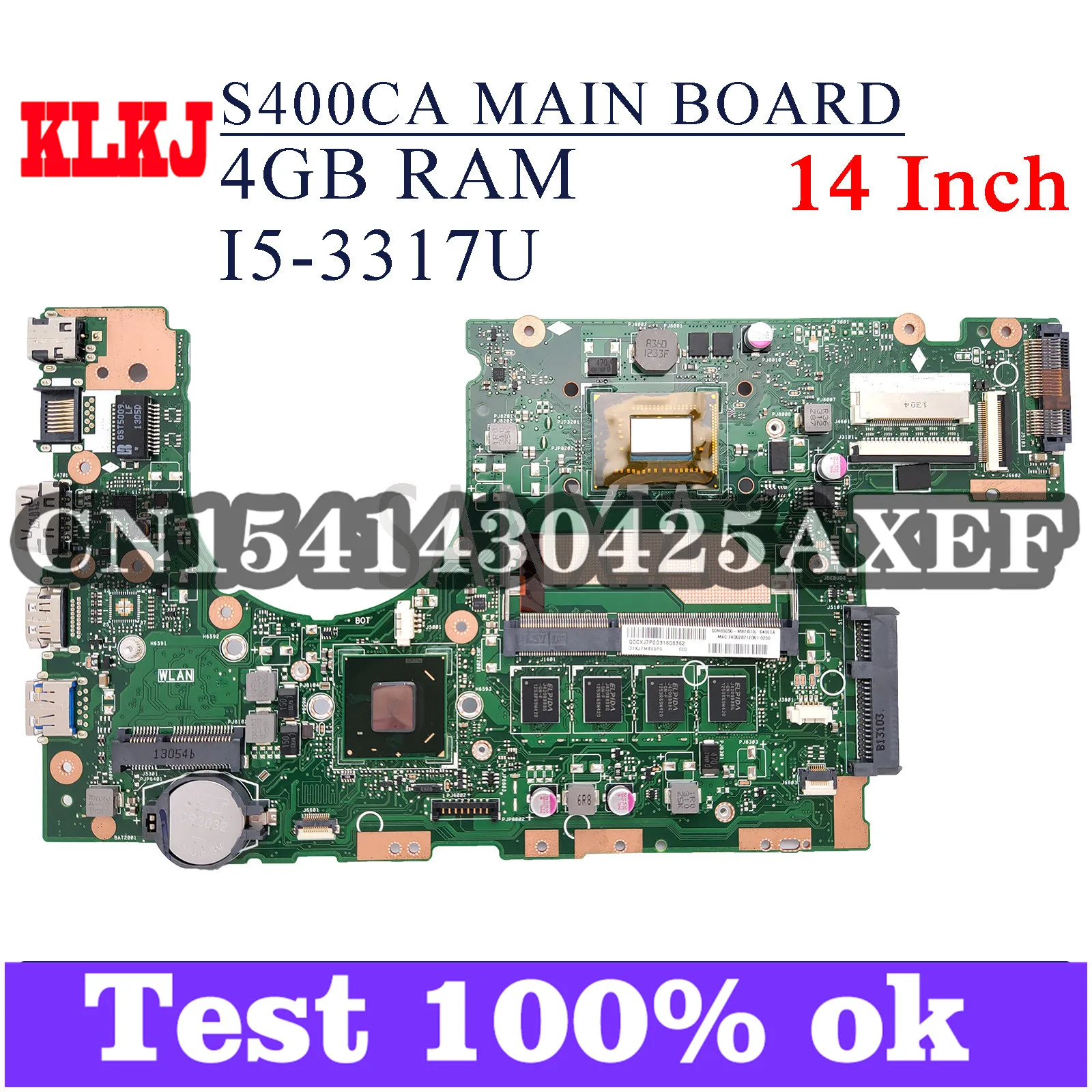 

EFU S400CA материнская плата для ноутбука ASUS VivoBook S400CA(14 дюймов) S400C оригинальная материнская плата 4GB-RAM I5-3317U
