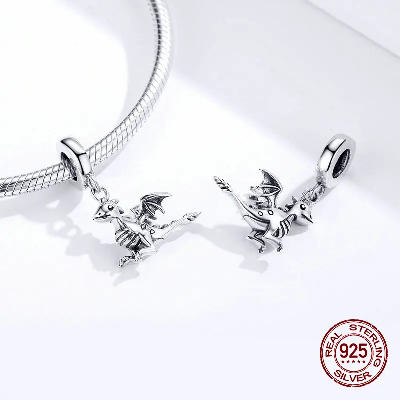 Fit Pandora браслет Шарм Ожерелье Подвеска 925 стерлингового серебра Единорог подвески для женщин ювелирные изделия из бисера