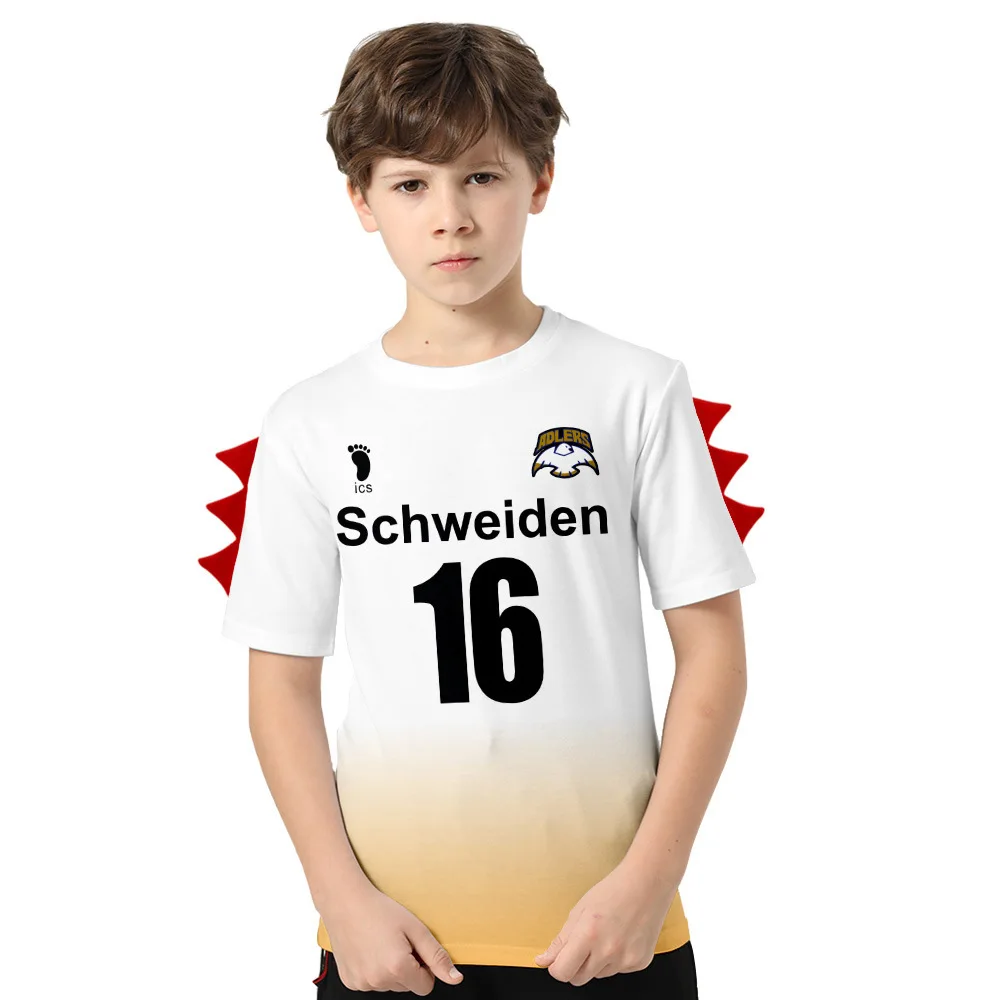

SCHWEIDEN Haikyuu Kids T-shirt Cartoon Dinosaur Harajuku Boys and Girls T shirt Short Sleeve Children's Kawaii Tees