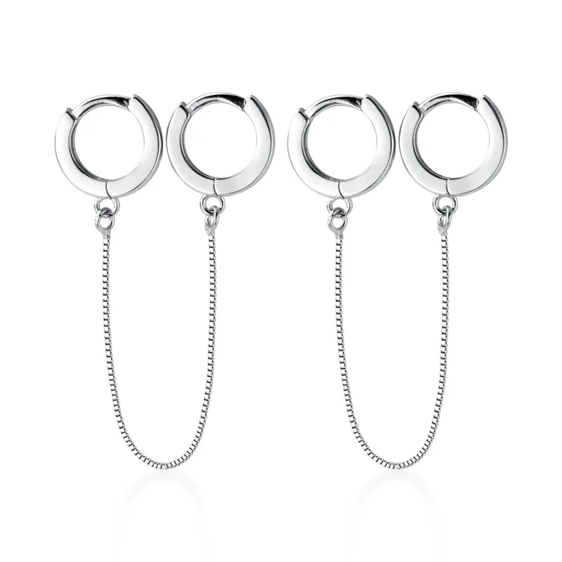 

XMD 100% Real 925 Sterling Silver Fine Jewelry Round Hoop Earrings for Double Pierced Ears Women Silver Jewelry Gift