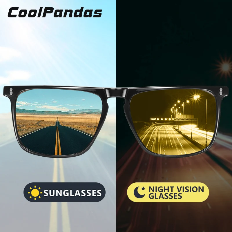 Лидер продаж, квадратные мужские солнцезащитные очки, фотохромные поляризационные солнцезащитные очки для женщин, для улицы, для вождения, для дня, ночного видения, очки gafas для мужчин