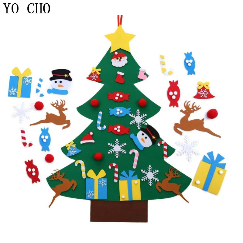YO CHO DIY Christmas Tree Decoration Felt Christmas Tree Kids Love Home Shop Quality Merry Christmas Festival Supplies Wholesale