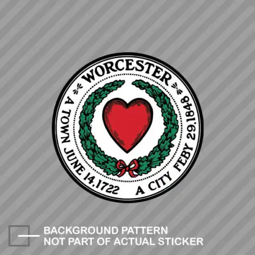 Funny Car Sticker Worcester City Seal Decal Vinyl Massachusetts Heart of The CommonwealthMotorcycle Decals | Автомобили и