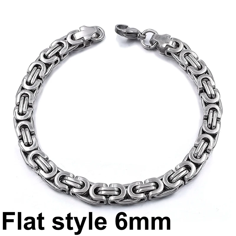 

SUMU New Product, Silver Color Stainless Steel Bracelets Link Byzantine Chain Bracelet For MENS Jewelry Fashion Good Quality