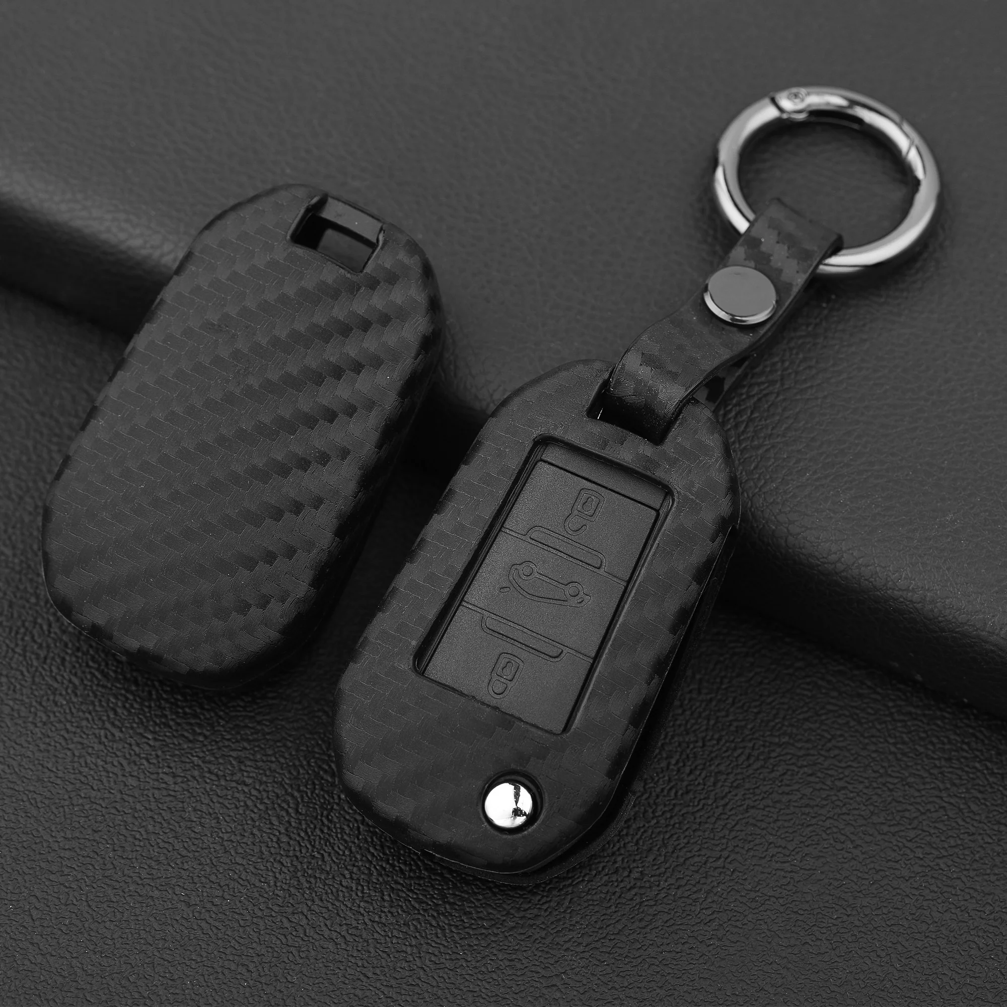 Силиконовый чехол для автомобильного ключа из углеродного волокна