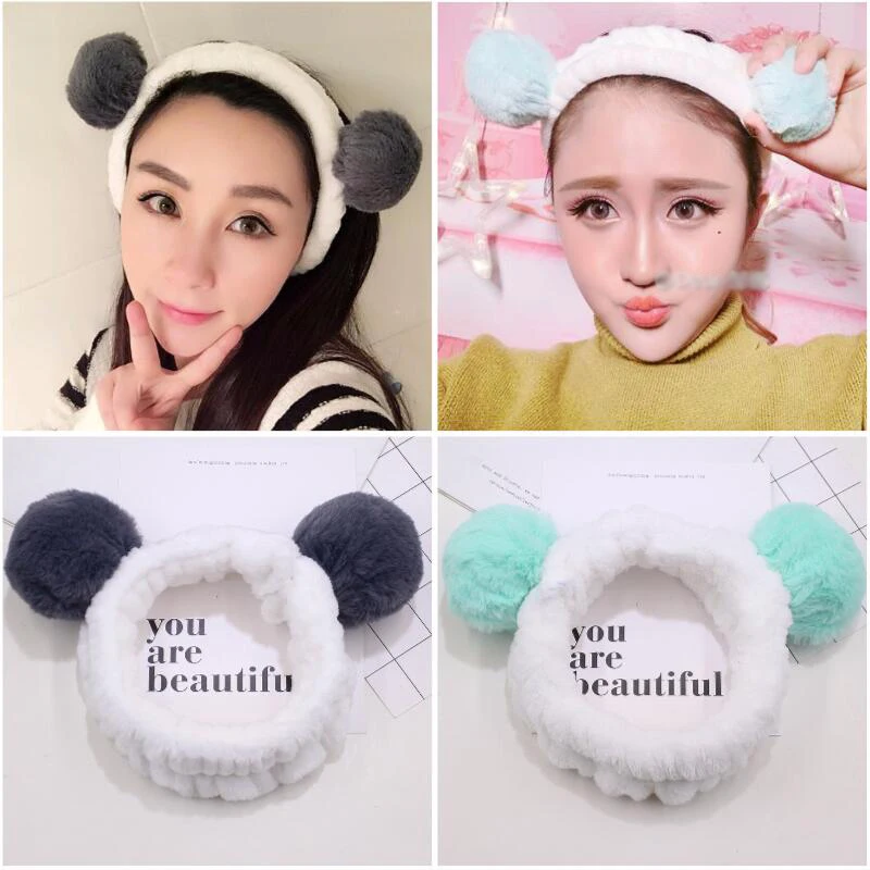 

Korean Face Wash Headband Rabbit Cat Ears Flannel Headband Headwear Sweet Makeup Female Facemask Pressure Bandeau
