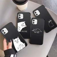funny animal phone case for iphone 13 11 pro max 7 8 plus 12 mini xs max x xr se 2020 6 6s cartoon cat painting soft back cover