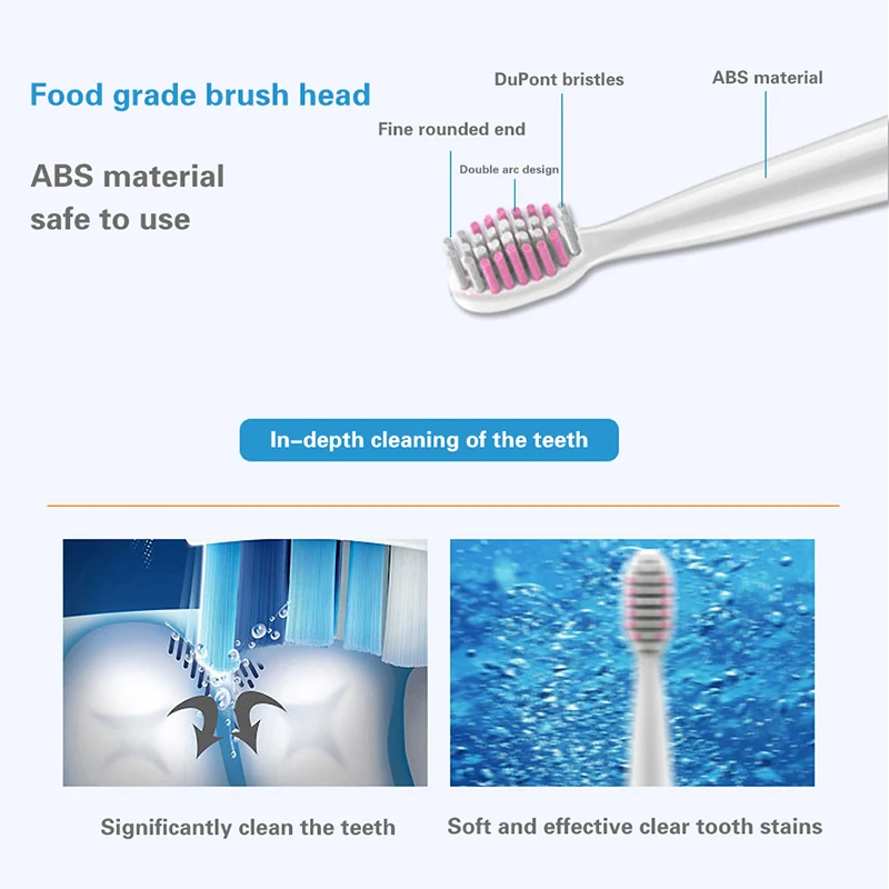 Ультразвуковая электрическая зубная щетка LANSUNG перезаряжаемая с 4 сменными