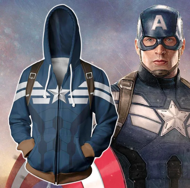 Мстители 4 эндгейм для мужчин и женщин толстовки на молнии Капитан Америка 3D