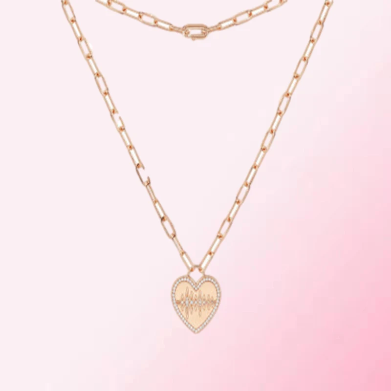 

1:1 Make 925 Sterling Silver Custom Beating Heart-shaped Fashion Personality Necklace