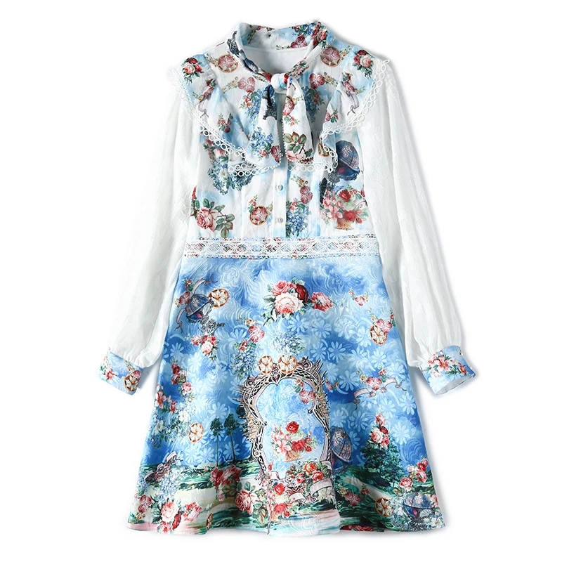 

Laurence family RMOJUL spring/summer 2021 women's new palace wind lead posed dress printing nail bead