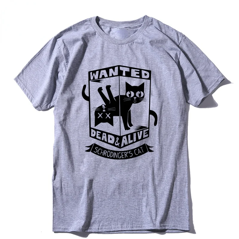 

100% Cotton Casual Schrodingers Cat Print Men T Shirt Short Sleeve Summer Men Clothing Oversized Female T Shirt Male Streetwear