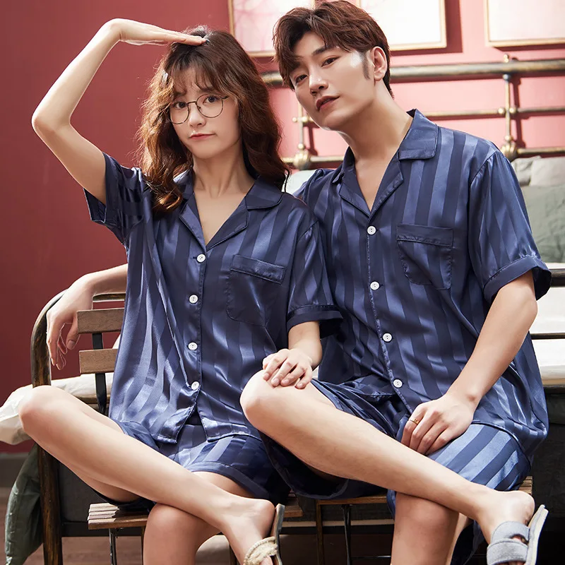 Пижама для влюбленных женская летняя тонкая пижама из ледяного шелка с короткими