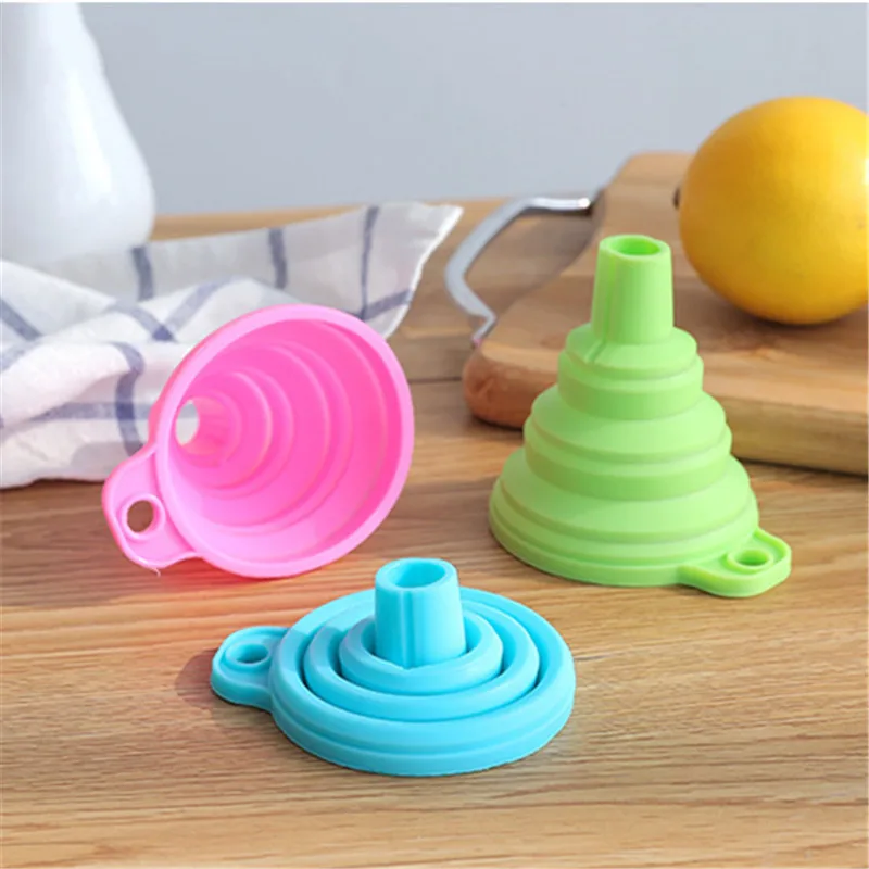 

Protable Mini Silicone Foldable Funnels Collapsible Style Funnel Hopper Kitchen Cooking Tools Accessories Gadgets