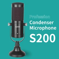 s200 profession studio condenser microphone for pc computer xlr 3 5mm karaoke singing recording microphone for gaming stream mic