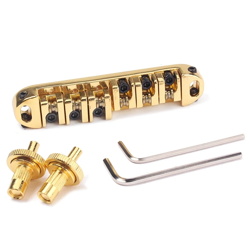messing roller verstellbarer sattel tune o matic zink legierung und messing rollen brücke für lp elektrische gitarre gold free global shipp