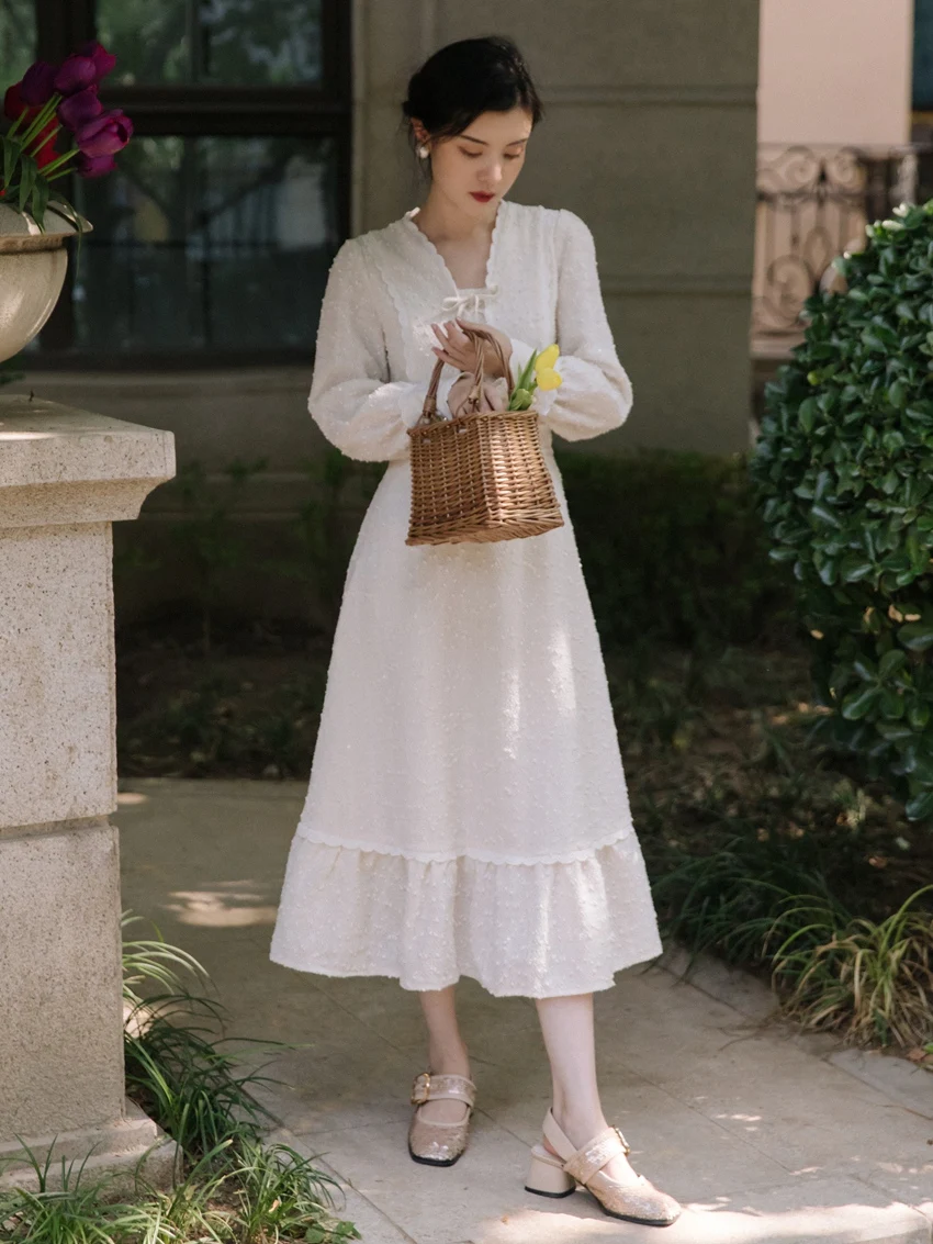 

2020 new fashion women's clothing Full Vintage dresses for women dress white dress