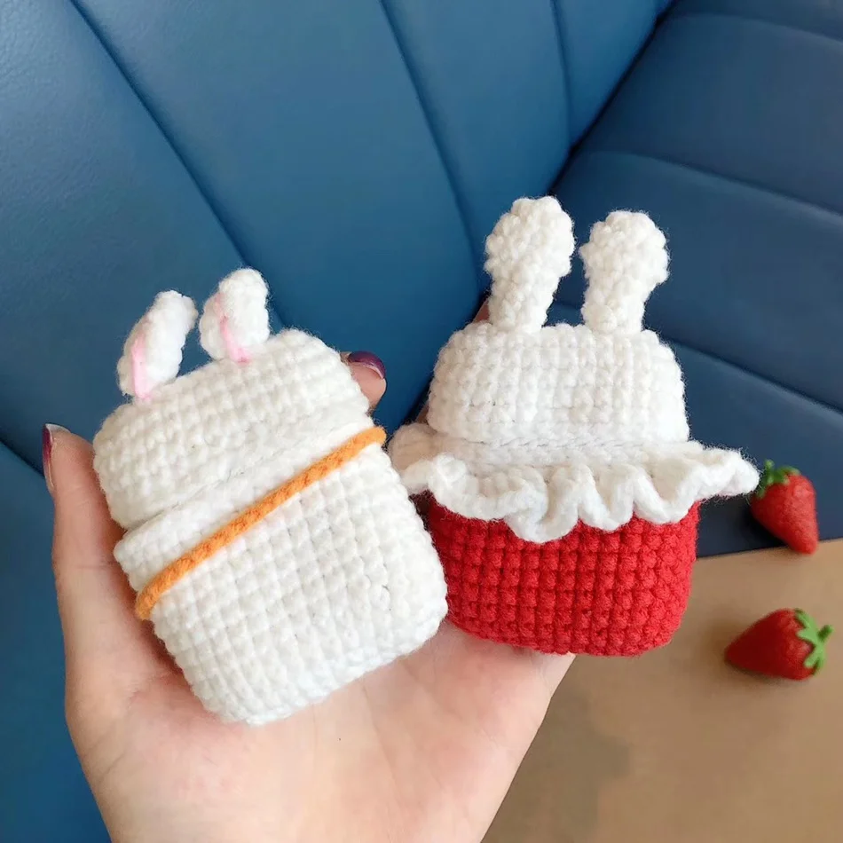 3D Cute Earphone Case for Airpods Case Cartoon Knitted plush Cover for Apple Airpods 2 Case Bear Teddy Dog Rabbit Earpods Case