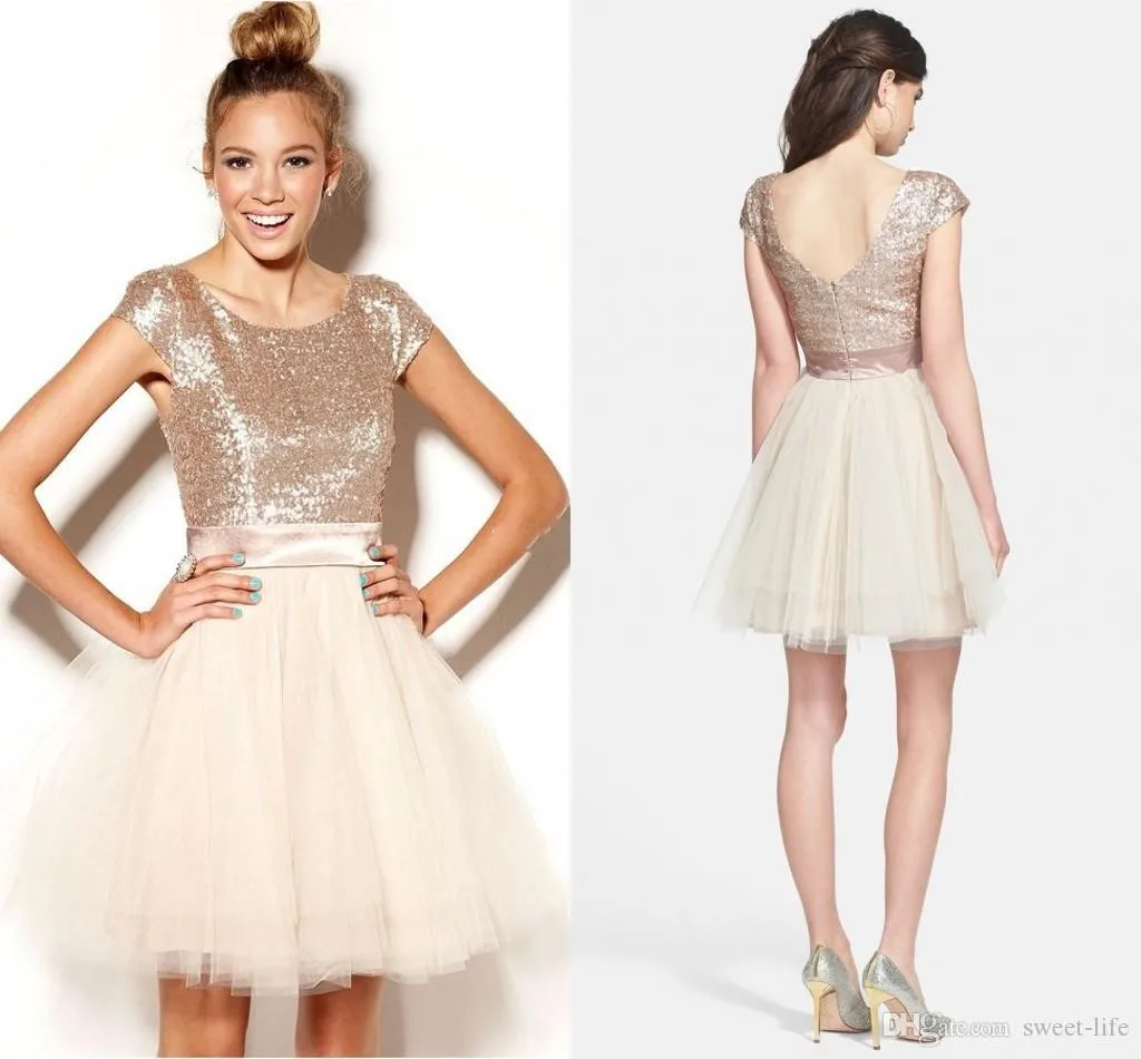 2021 дешевые коктейльные платья короткие розовые золотые блестки тюлевые милые 16